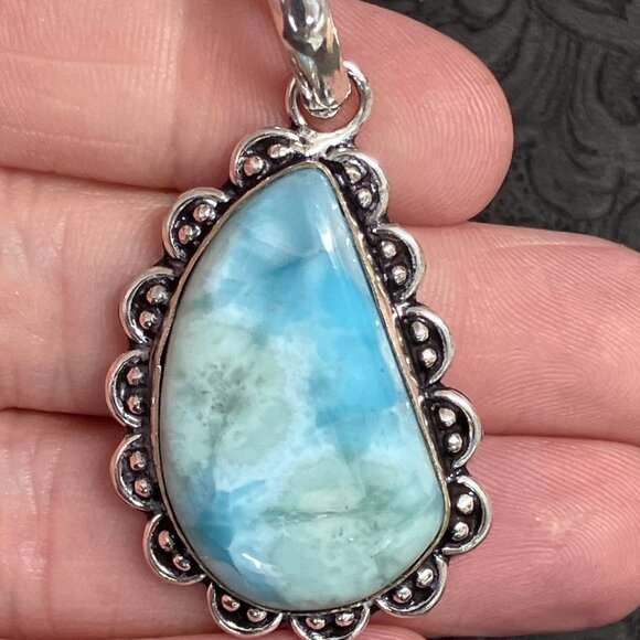 Larimar Pectolite Pendant Stone Crystal Jewelry - Picture 6 of 8